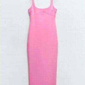 Zara Fitted Midi Pink Size S NWT